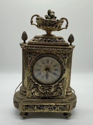 Antique Louis XVI Gilt Bronze French Style Cartel  Mantle Clock Electric Working Cover