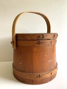 ANTIQUE Firkin Shaker Bucket With Lid Primitive Kitchen Washington State - Picture 1 of 12