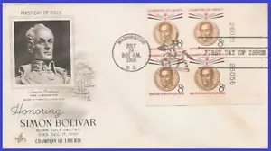 USA3 #1111 U/A ARTCRAFT FDC PB4 Simón Bolívar - Imagen 1 de 1