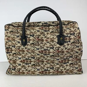 Vintage Susan Bates Knitting Floral Canvas Tapestry Double Handle Bag Japan - Picture 1 of 22