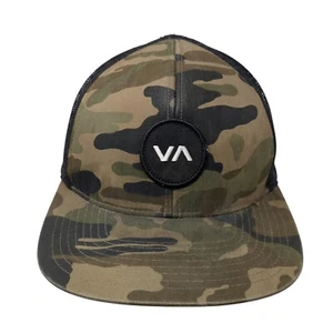 VA RVCA Patch Snapback Trucker Hat Camo One Size Mid Fit Adjustable - Picture 1 of 9