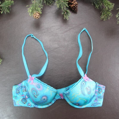 Sujetador Aerie 32B azul acolchado con aros cierre ajustable trasero Foto 1 de 4