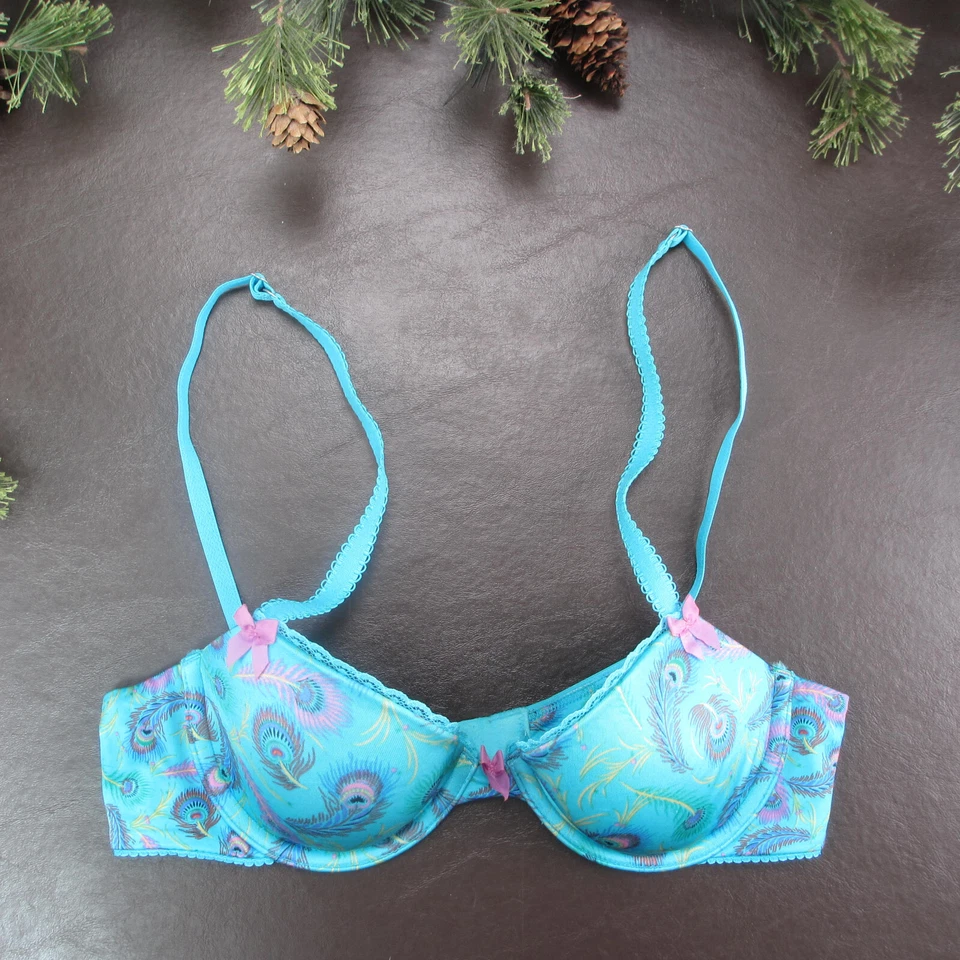 Sujetador Aerie 32B azul acolchado con aros cierre ajustable trasero Foto 1 de 4