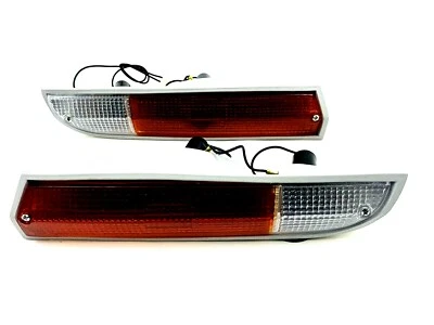 PEUGEOT 504 Turn Signal Light Set Lens Casing Wiring Socket Gray Rim NEW 371-372 - Image 1 of 4