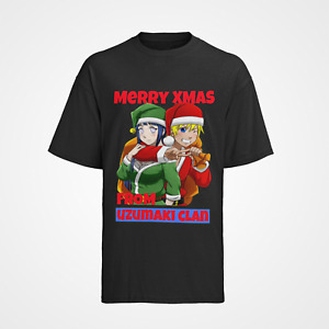 T-Shirt Bio Baumwolle Merry Xmas Weihnachte Naruto Hinata Uzumaki Familie ANime