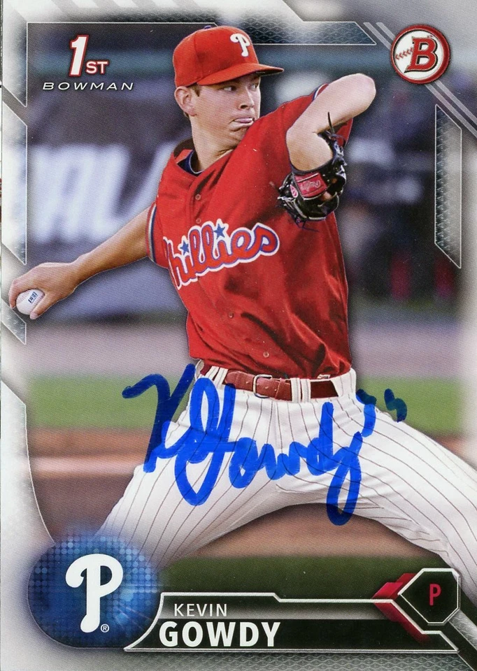 2016 Bowman KEVIN GOWDY Signed Card AUTOGRAPH PHILLIES RC AUTO RANGERS - Image 1 of 1