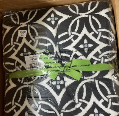 Vera Bradley Throw Blanket Concerto Fleece Black & White 80" x 50" Soft New - Image 1 of 2