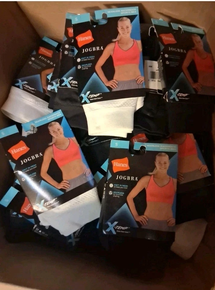 Sujetador deportivo Hanes sin costuras sin aros pequeño Xtemp blanco negro lote de 10 Foto 1 de 1