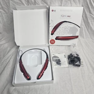 LG HBS-770 RED Tone Pro Wireless Headphones Neckban Bluetooth NEW, OPEN BOX - Picture 1 of 16