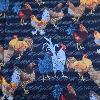 Chicken Coop Rooster Cotton Fabric 27" X 44" Fabric Traditions Chicken  - Image 1 of 4