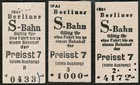 Edmondsonsche Fahrkarten DR S-Bahn Berlin PSt 7  3 Stück