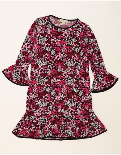 Abito donna MICHAEL KORS manica lunga linea A UK 10 piccolo rosa floreale BN04