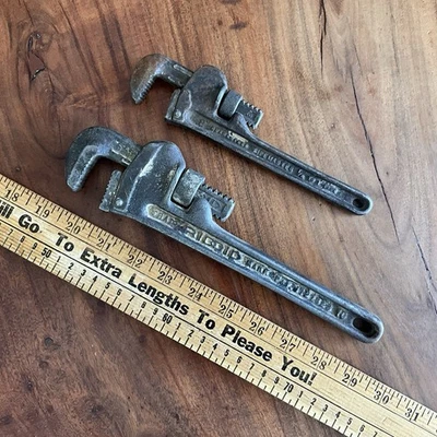 2 Vintage Heavy Duty Pipe Wrenches 10" & 8" - Image 1 of 3