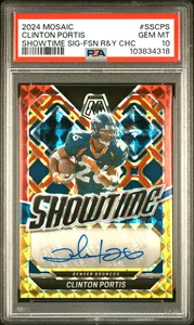 POP 1! Clinton Portis AUTO 2024 Panini Mosaic Showtime Fusion Red Yellow PSA 10 - Picture 1 of 2