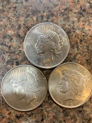 Peace Silver Dollars - 3 Coins 90% Silver - Image 1 of 2