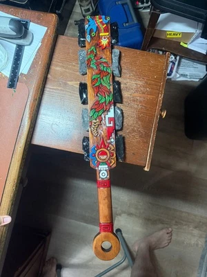 Antiguo Tlachinoli Ollin Quetzalcóatl Azteca Macuahuitl Guerrero Mexicano Espada Club Foto 1 de 4