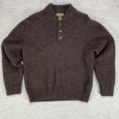 Eddie Bauer Sweater Mens L Brown Lambswool Blend Knit Pullover Warm Casual - Image 1 of 4