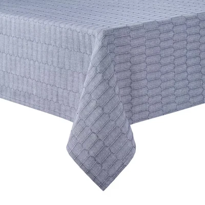 Honeycomb Modern Farmhouse 120 In. W X 60 In. L Blue Cotton Blend Tablecloth - Image 1 of 4