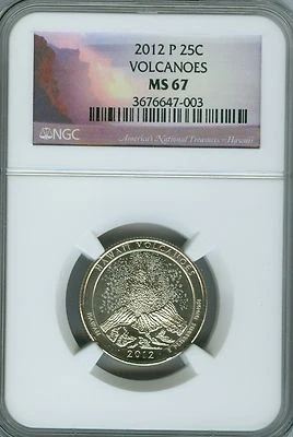 2012 P VOLCANOES PARKS QUARTER NGC MS67 2ND FINEST GRADE .  - Image 1 of 4