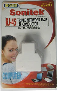 1 Pk RJ45 Triple Network Jack Ethernet Splitter Connector Adapter 8 Conductor - Picture 1 of 3
