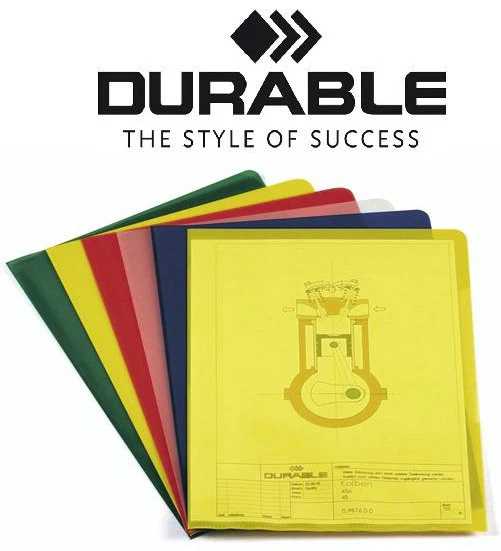 100x DURABLE A4 Sichthüllen Aktenhüllen 120my (0,12mm) verschiedene Farben 2337