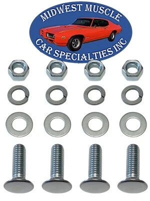 Parafusos de para-choque dianteiro traseiro Ford 7/16-14x1-3/8" com tampa de aço inoxidável cabeça plana 4 peças F - Imagem 1 de 4