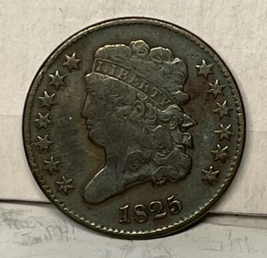 1825 classic head half cent VF / XF, Better date Even Toning - 198 Year Old Coin - Picture 1 of 5