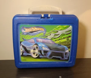 Hot Wheel Thermos Vintage Blue Lunch Box 2000 Street Car Flames Retro Food Pale - Picture 1 of 8