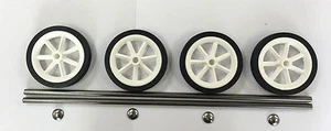 4 x 105 mm (4") ruote a spruzzo in plastica bianca con 2 assi e 4 tappi a molla - Foto 1 di 1