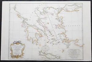 1756 J B D Anville Large Antique Map Greece, Crete, Corfu, Aegean Isles Turkey - Picture 1 of 2
