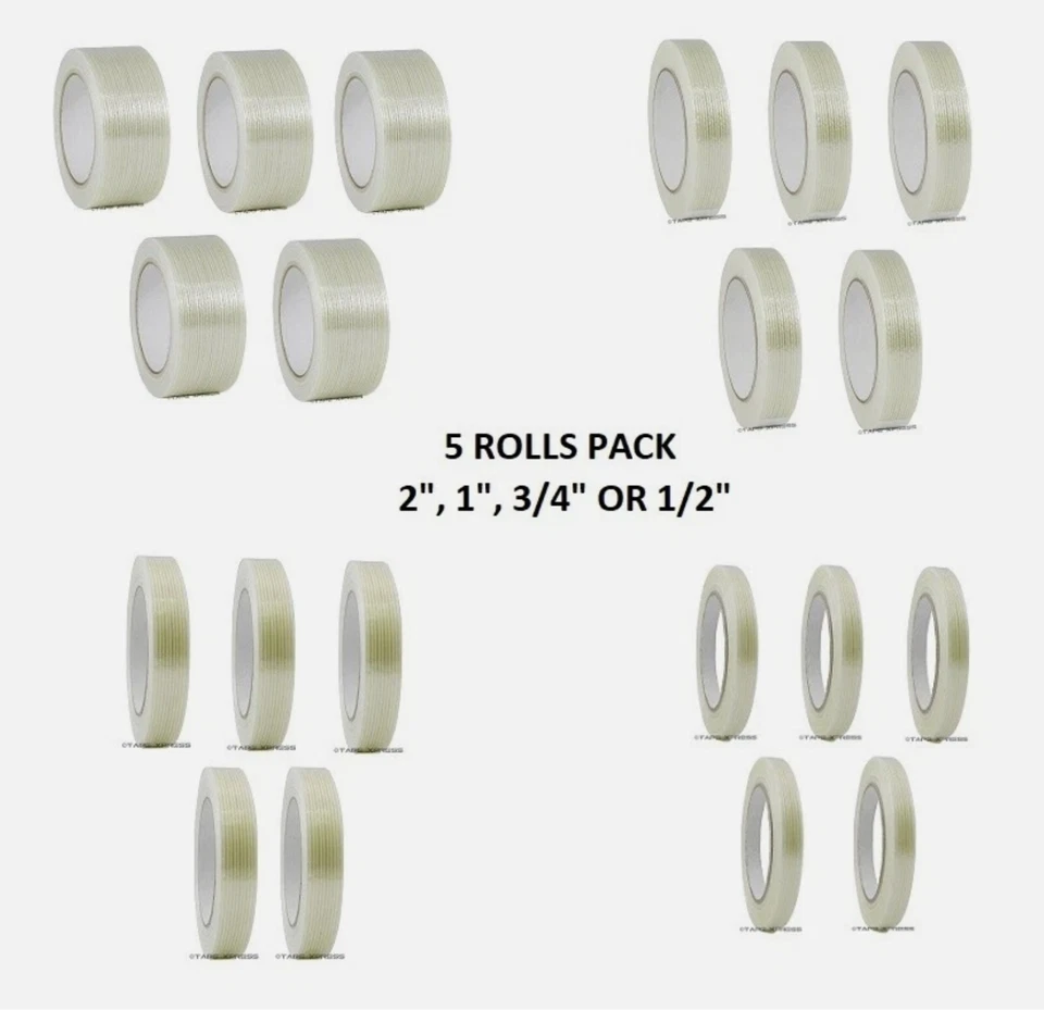 Filament Reinforced Strap Fiberglass Tape 1/2" 3/4" 1" & 2" - 3.9 mil Free Ship - Image 1 of 1