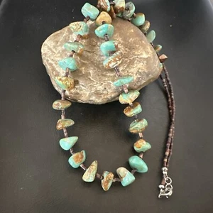 Navajo Royston Türkis Muschel Heishi Sterlingsilber Perlen 30" Halskette 16955 - Bild 1 von 12