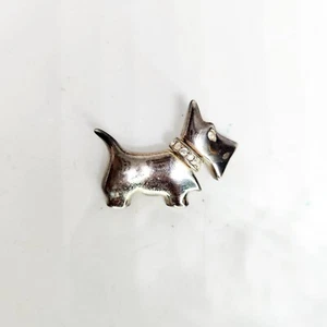 Carolee Scottish Terrier Dog Brooch Pin Silver Tone Rhinestone Vintage Signed - Picture 1 of 4