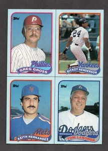 1989 Topps Wax Box Bottom Uncut Henderson Lasorda Hernandez Gross - Picture 1 of 2