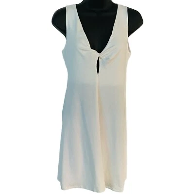 Trina Turk Dress Womens XS White Fit Flare Knotted Keyhole Back Cutout Sundress - Image 1 of 4