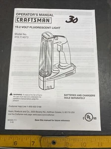 Luz fluorescente Craftsman C3 19,2 V 315.114073 manual del propietario - Imagen 1 de 2