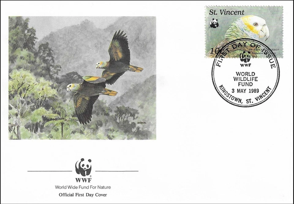 Parrot Amazon Amazona Guildingii Couple Bird Nature ST. Vincent FDC Cover 1989 - Image 1 of 1