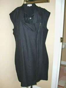 Damas "CALVIN KLEIN" Negro Estampado Cremallera Completa Cierre Bolsillos Vestido Talla L~LINDO~ - Imagen 1 de 12