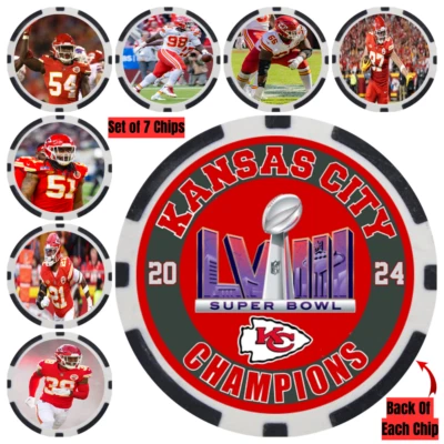 KANSAS CITY CHIEFS 2024 SUPER BOWL LVIII CHAMPS - POKER CHIP SET (7) - Image 1 of 2