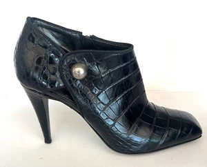 FABULOUS SERGIO ROSSI BLACK GENUINE CROCODILE ALLIGATOR ANKLE BOOTS BOOTIES 39.5 - Picture 1 of 5
