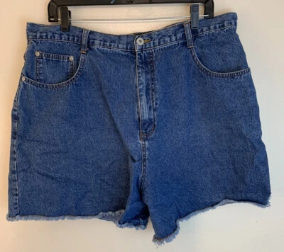 Pantalones cortos de mezclilla para mujer L A Blues lavado medio algodón talla grande 20 Foto 1 de 4