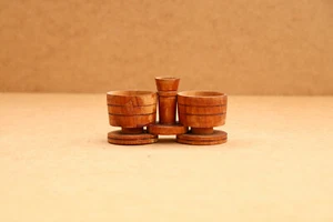 Salt Pepper Shakers Vintage Wood Stacking Salt Box Salter Retro Cottage Rustic. - Picture 1 of 7