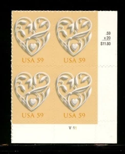 US 4272, 2008 59c WEDDING HEART, LR PBOF4, MNH (US1780) - Imagen 1 de 1