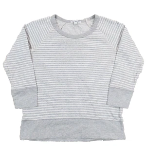 James Perse Stripe 3/4 Raglan Sleeve Pullover Sweatshirt Grey Striped. Sz 1. - Picture 1 of 8