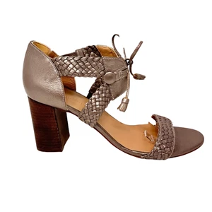 Sundance Womens Bronze Metallic Leather Braided Tie Heel Sandal Size 9.5 US 41 - Picture 1 of 8