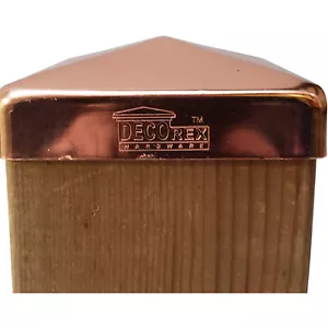Tapa de poste piramidal de cobre macizo de 3,5" x 3,5" para postes de madera verdaderos/reales de 3,5" x 3,5" - Imagen 1 de 11