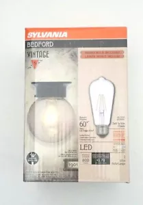 Sylvania Vintage Bedford Ceiling Mount Fixture w/800 Lumens Led Bulb Black Base - Picture 1 of 5