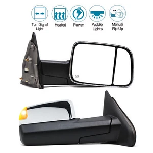 Chrome Towing Mirrors Power Turn Signal For 2002-2008 Dodge Ram 1500 LH+RH Side - Bild 1 von 12