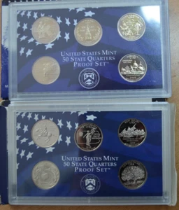 1999 & 2000 Clad Quarter Proof Sets U.S. Mint Original Gov't COA - cameo - Picture 1 of 4