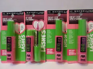Maybelline Mascara 140 Blackest Black Great Lash Lots of Lashes 4 Pack - Picture 1 of 12